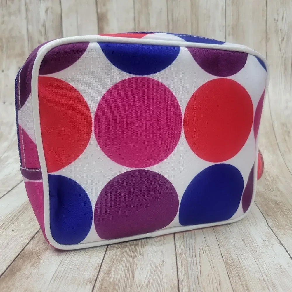 Estee Lauder Lisa Perry Blue Purple Pink Polka Dot Cosmetic Makeup Bag